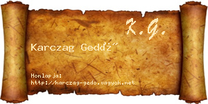 Karczag Gedő névjegykártya